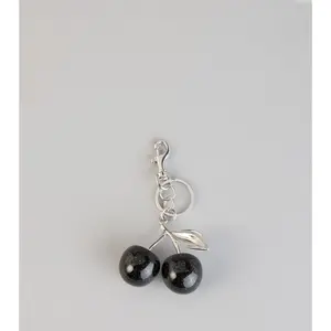 Noir Glitter Cherry Keychain