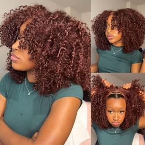 【Zakaiyah B.】ISEE Wear Go Kinky Curly Reddish Brown Color Glueless Human Hair 6*4 Lace Closure Wig Beginner Friendly Gifts for Girlfriend/Wife/Family  Vacation Hair #Summervibes#ISEECrochetNewArrivals