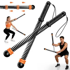 Cordless Battle Ropes with Adjustable Resistance Springs - Weighted Ropeless Battle Rope for Home Gym Exercise, Portable Workout Equipment for Strength Training  Black/Pink