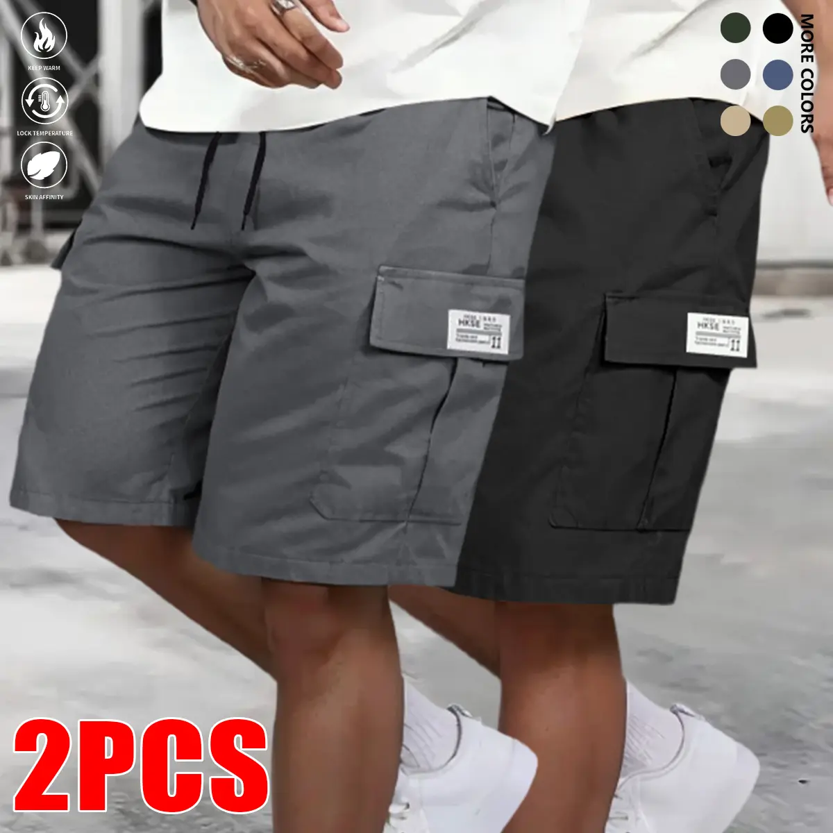 Men's 2-Pack Heavy-Duty Ripstop Cargo Shorts Bundle - Casual Fit, Utility Pockets, Adjustable Waist - Hiking, Workout Ready Summer Menswear Value Set, Casual Fit Shorts, Short Men's Shorts, Streetwear-Inspired Men's Shorts