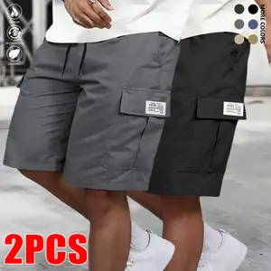 2-Pack,Men'S Cargo Shorts Bundle - Heavy-Duty Ripstop Fabric, Utility Pockets, Adjustable Waist | Workout, Hiking & Construction Ready, Summer Value Set