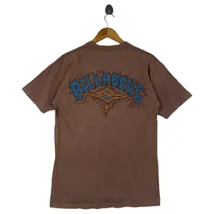Vintage 90s BILLABONG back hit big logo Surfing brown colour tee