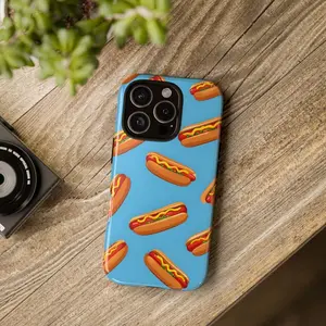 Hot Dog , Food , Summer Premium Film 2 in 1 Phone Case - Durable, Shock Absorbing and Stylish Protection - Compatible with iPhone 16, 15, 14, 13, 12, 11, Plus, Pro, Pro Max, Perfect birthday gift for friends.