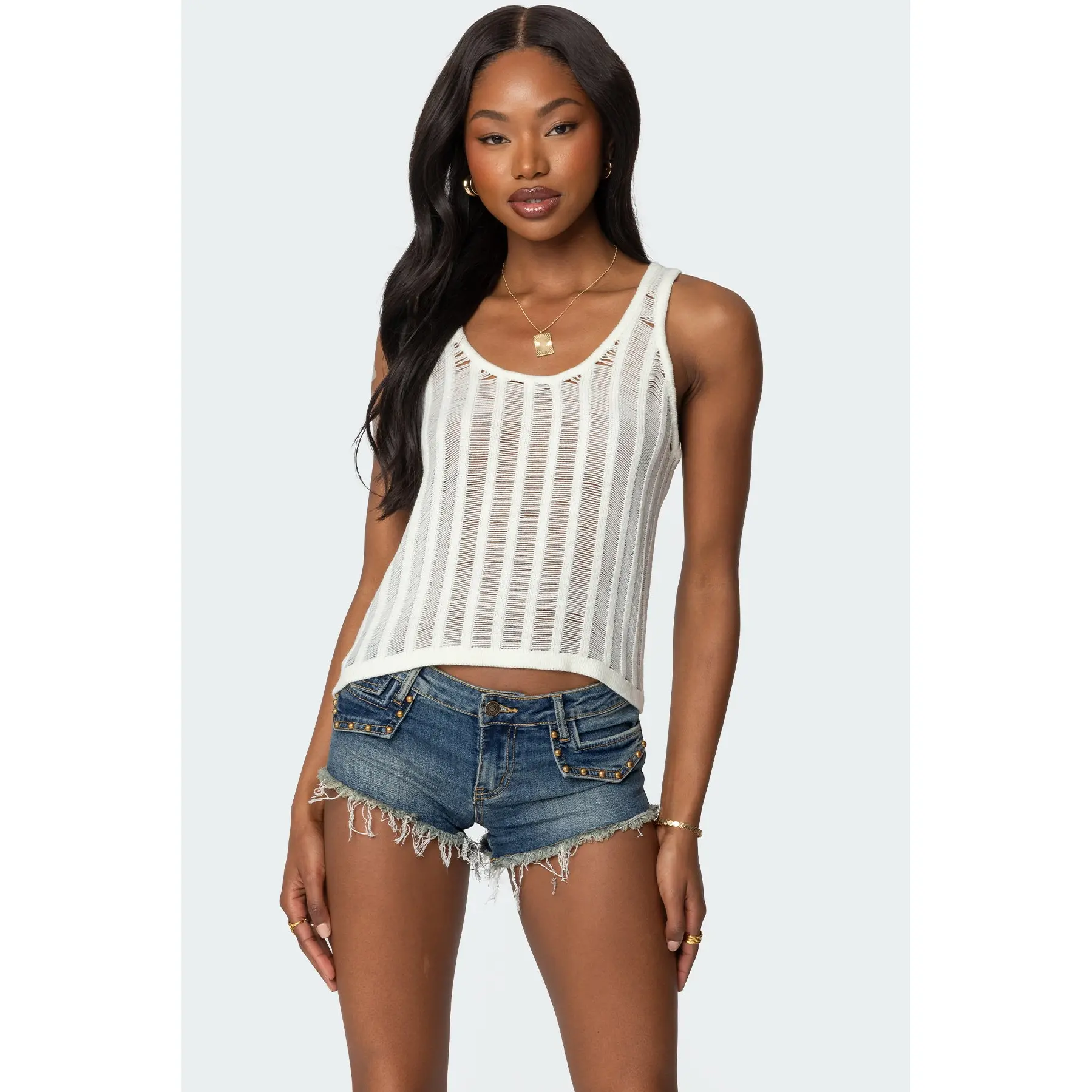 sheer knit top - TikTok Shop
