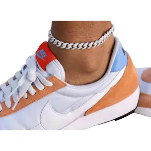 9” DIAMOND CUBAN LINK ANKLET- WHITE GOLD