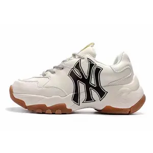 Unisex MLB Big Ball Chunky Logo Low-Top Dad Trainers, Casual Athletic Footwear, Ivory Walking Shoes