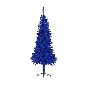 Northlight 6' Prelit Blue Tinsel Christmas Tree, Clear Lights