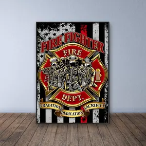 Firefighter Pattern DIY Diamond Arts Colorful Painting Kit without Frame, 5D Diamond Arts Colorful Painting Kit, Wall Art Decor for Home Living Room Bedroom, Diamond Painting Kits