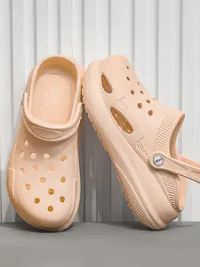 Unisex's Minimalist Plain Color Thick Sole Slides, Casual Comfortable Beach Slippers, Non-slip Slippers for Indoor & Outdoor Wear, Flipflop
