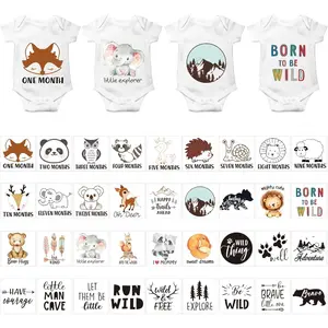 36 Pcs Iron on Decals Shower Shower Games Iron on Transfers Stickers Patches for Baby Bodysuit, Bibs, T Shirt(Animal) Decorating Kit Patch Maker for Gender Reveal