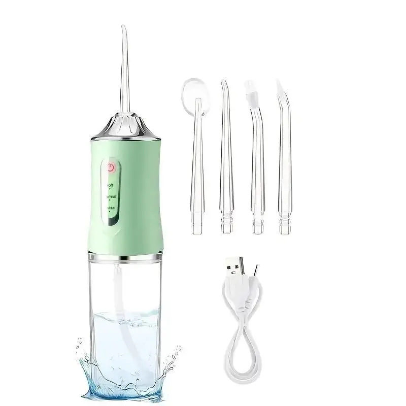 Rechargeable Water Flosser and Oral Irrigator for Teeth Cleaning, Cordless and Portable with 4 Nozzles for Daily Plaque Removal and Gum Health, Water Flosser Teeth