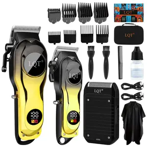 LQTCordless hair clipper set,USB charging, hair clipper with LCD display screen,  multi-purpose shaver, sufficient battery life, suitable for home and professional hair salons, exquisite gifts Barber Clippers Barber Kit，Christmas Gift,Stocking Fillers