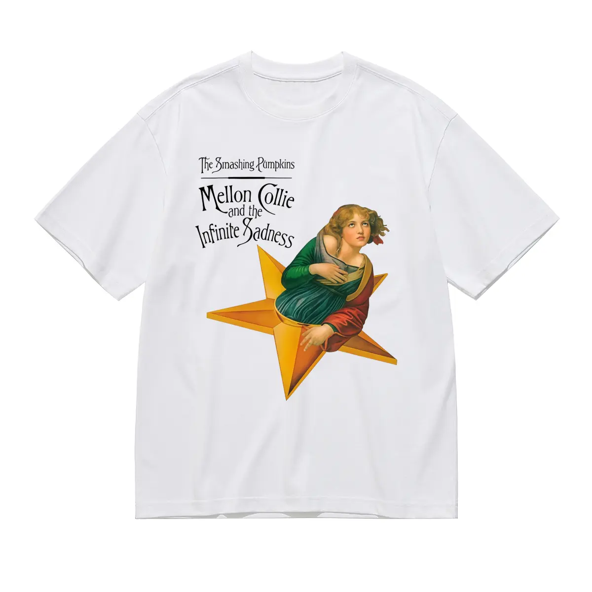 The Smashing Pumpkins Inspired Mellon Collie and the Infinite Sadness Printed T-Shirt, Vintage Classic Rock Band Graphic Unisex Crew Neck Short Sleeve Cotton Tops, Casual Streetwear For Rock Music Fans s-5xl