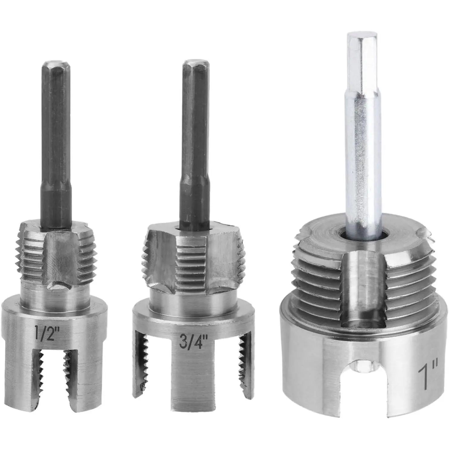 3-Rod Carbon Steel Pipe Threading Tool Kit (3 Pcs) - Dual-Function Threading Cutter with Universal Compatibility for 1/2"-1" PVC/Plastic/MPP Tubes, Electric Drill Compatible for Home Repairs, DIY Plumbing Upgrades, Three Rods