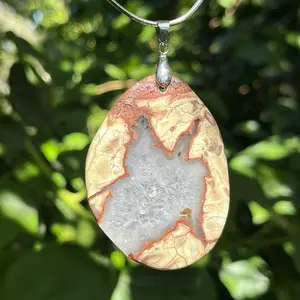 Sterling silver free form druzy money agate pendant