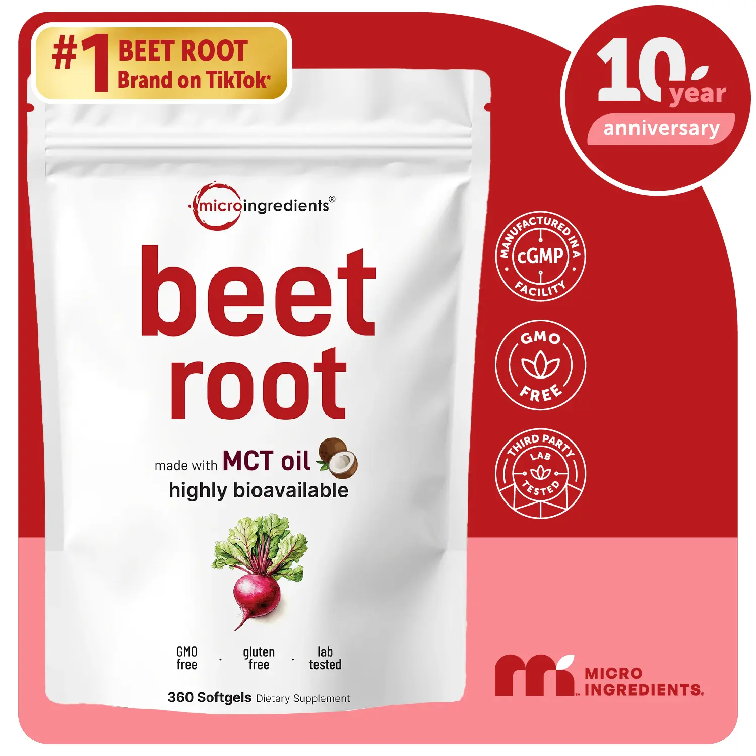 Micro Ingredients Beet Root 360 Softgels with MCT Oil, Highly Bioavailable Micro Ingredients Beet Root 360 Softgels with MCT Oil, Highly Bioavailable