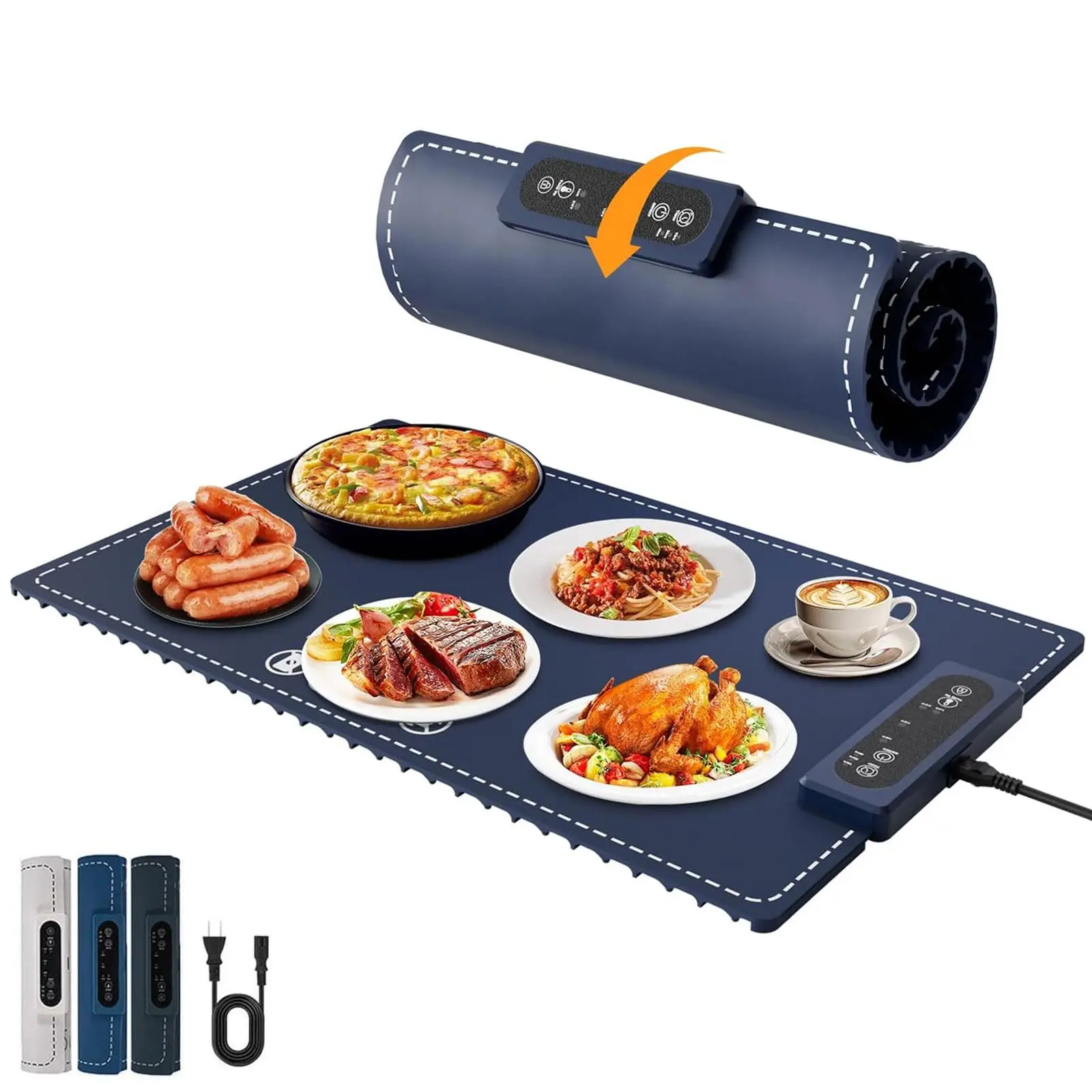 Kitchen Countertop Warmer, 1 Count Silicone Electric Hot Plate, Temperature Adjustable Rollable Food Warmer for Family Dining Parties and Daily Use, G