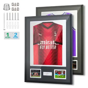 Sports Jersey Frame with Picture & Photo Slots - Display for Soccer Football Basketball Baseball Memorabilia with Wet Wipes and Dry Wipes Included