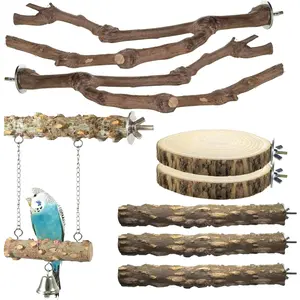 8pcs Natural Bird Perches for Cage, 5.9\u201C Small Wood Bird Perch for Parakeet\/Cockatiel, Bird Cage Stick, Bird Branches for Cages, Birdcage Accessories for Parrot