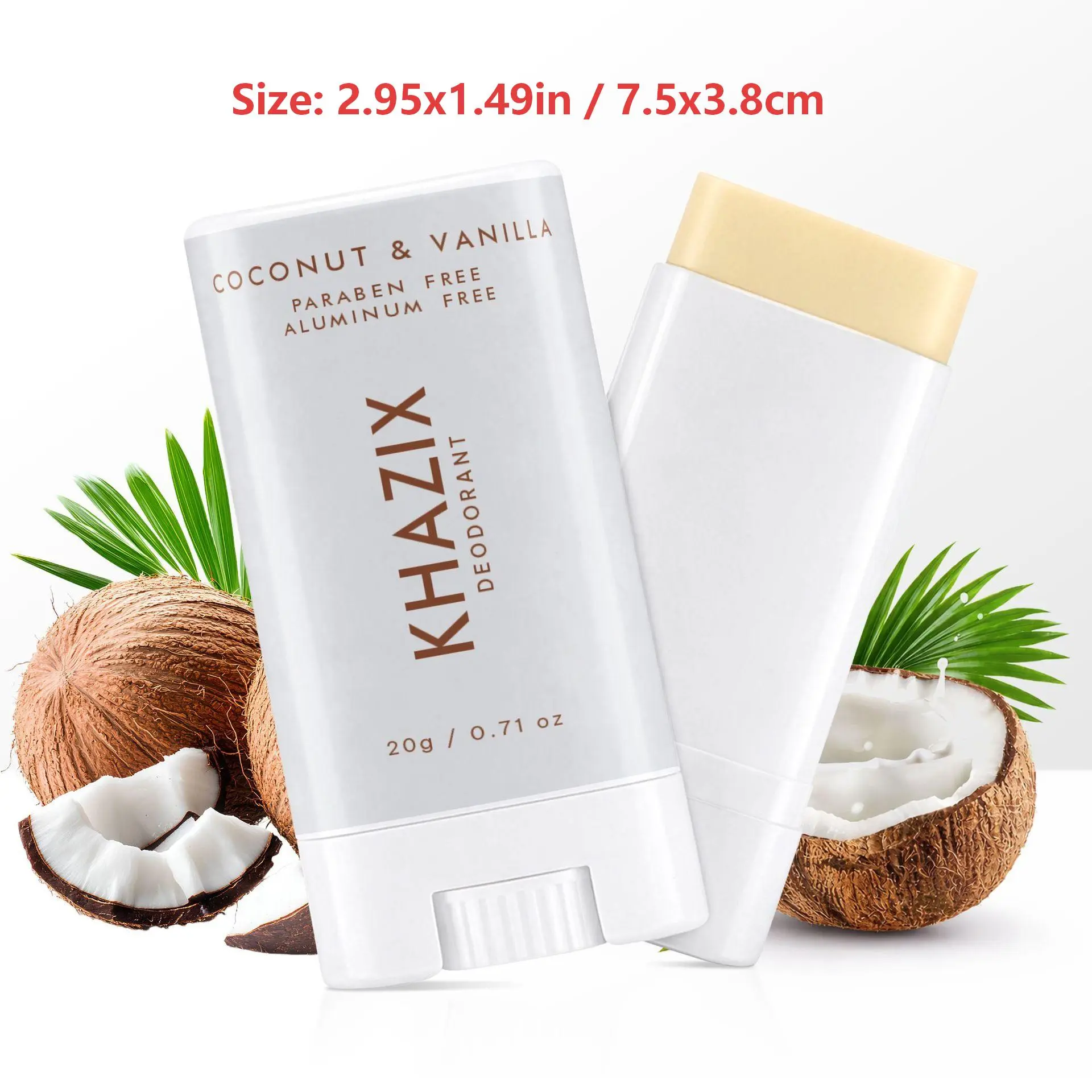 Coconut & Vanilla Scented Fragrance Blend Deodorant Stick - Aluminum-Free, 24-Hour Odor & Sweat Protection, Long-Lasting Freshness, Antiperspirant for Women & Men, Sensitive Skin, 0.71 oz/60g, 2.95x1.49in/7.5x3.8cm