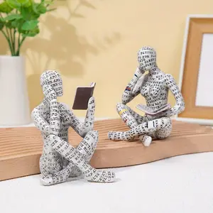 Abstract Letter Print Reading Woman Ornament for Home Decor