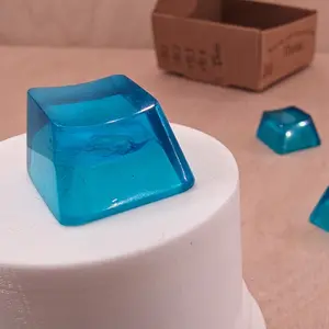 Resin Key Works Blue Blank 1U Accent Keycaps, Transparent Hand Polished Resin OEM Caps with MX stems