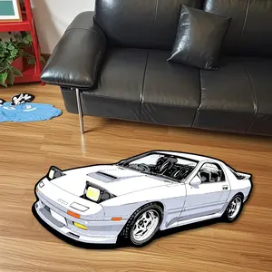 Trendy Industrial Cartoon Car Design Large Area Rug, Washable Easy Clean Plush Carpet for Living Room Bedroom, Creative Home Decor, Unique Rugs, Fluffy Area Rug