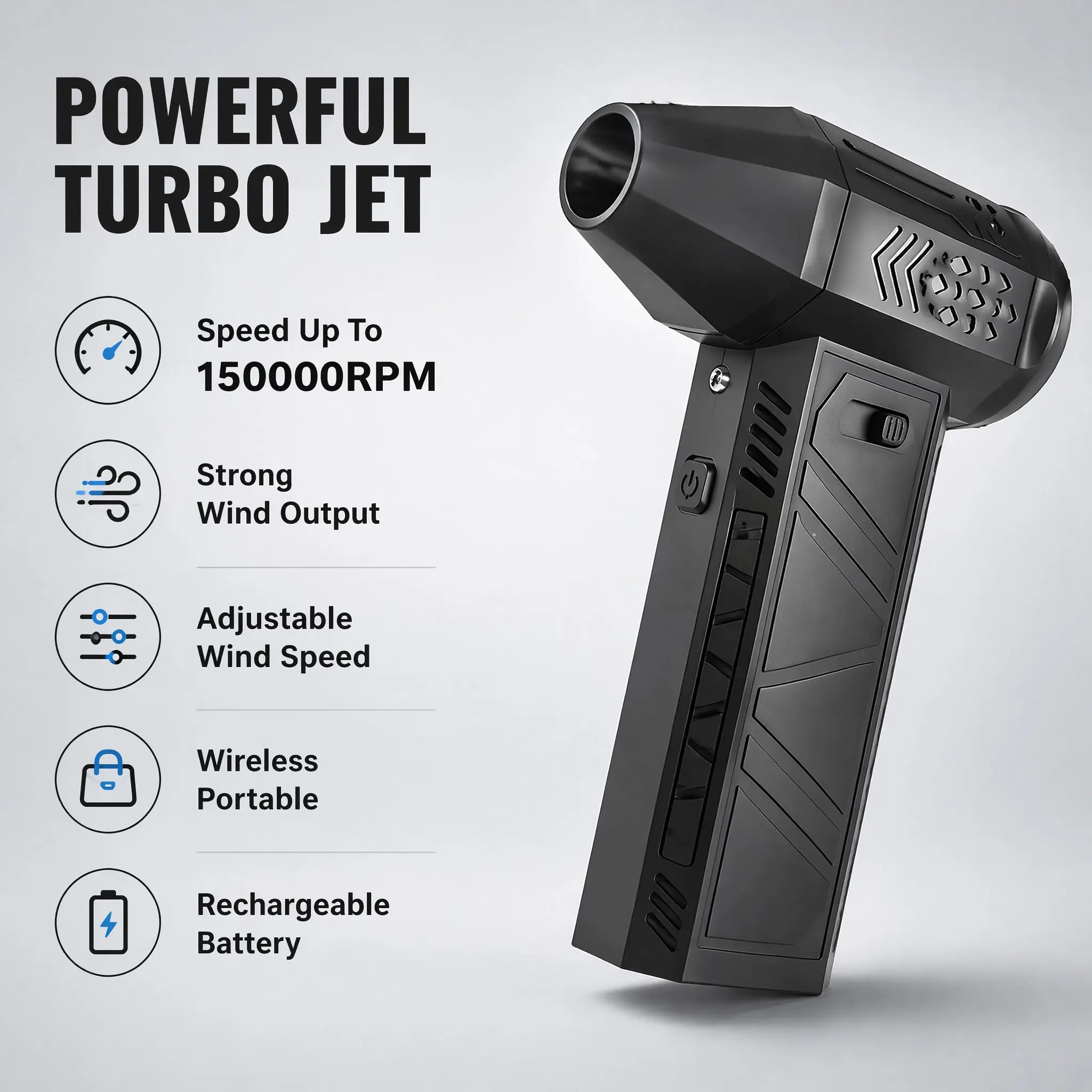 Strong Cordless Electric Compressed Air Duster with Batteries, Lightweight Design,Cells,Turbo Jet Fan, Fast Charging, Portable Blower for Computer Keyboard, Home Cleaning , Car