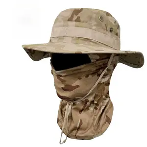 Camouflage Round-Edge Outdoor Bucket Hat Set, Drawstring Windproof Design for Travel, Mountaineering, Fishing, and Casual Outdoor Wear SpringStatements