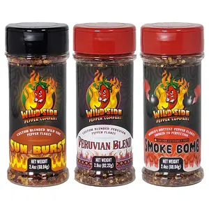 EXTRA HOT Wild Side Pepper Flake Bundle - Sun Burst - Peruvian Blend - Smoke Bomb 432,000 SHU
