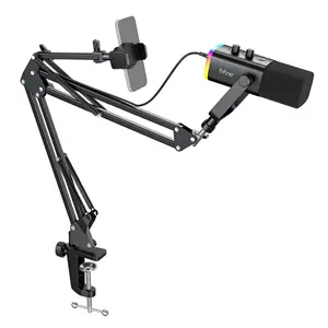 FIFINE AM8T NEO Adjustable Microphone Boom Arm with Stable Phone Holder for Live Streaming Podcasting TikTok Gaming Recording Content Creation Voiceover Gaming Setup Multi-Functional Adjustable Arm Professional Creator Gear