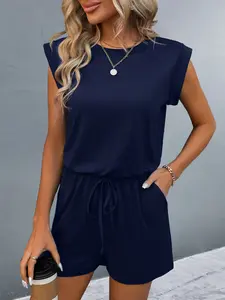 New Women's Summer Romper, Casual Basic Versatile Loose Fit Minimalist Jumpsuit, Comfortable and Stylish One-Piece for Daily Wear