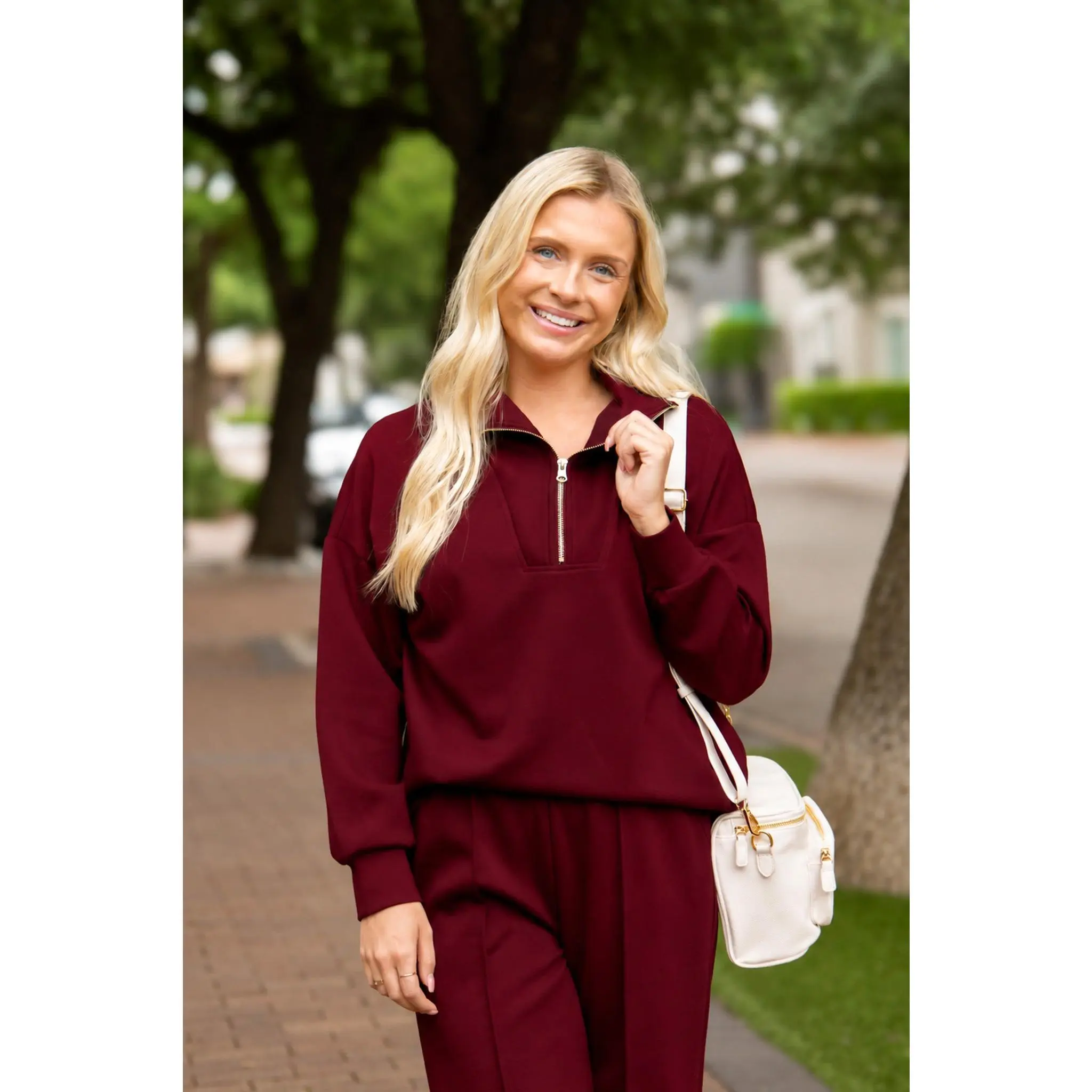 Butter Soft Quarter-Zip Top, Maroon