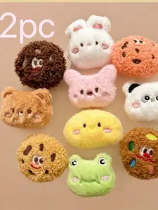 2-Pack Cute Cartoon Plush Bear Dolls, Pin Clips for Scarves, Bags, Clothes, Random Style Delivery, Girls' Accessories