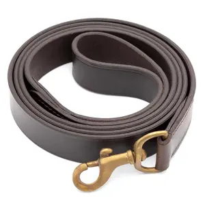 Jeffers Flat Leather Dog Leash with Hand Strap Handle, 6'L