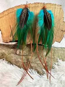 The Colorado 8-Turquoise Brown Feather Earrings