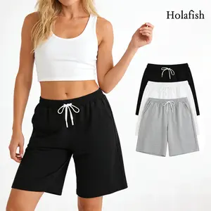 Holafish Women's Basic Casual Shorts with Pockets Ultra Comfortable Breathable Relaxed Fit Everyday Chic Wardrobe Staple for Home Out Summer