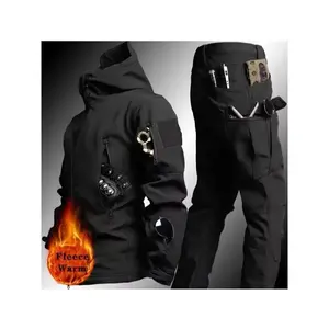 Men'S Two-Piece Tactical Outfit, Featuring a Lined Hooded Jacket And Pants, Designed to Be Windproof, Waterproof, And Durable, Equipped with Multiple Pockets, Suitable for Outdoor Activities in Autumn And Winter.(Sheets)