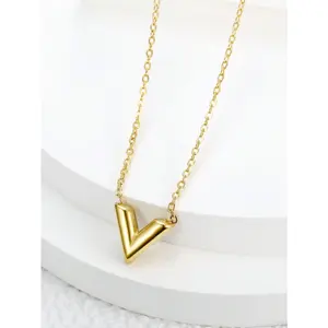 Light Luxury Stainless Steel V-shaped Women's Pendant Necklace Simple Design Daily Wear Delicate Gift for Girlfriends Holidays