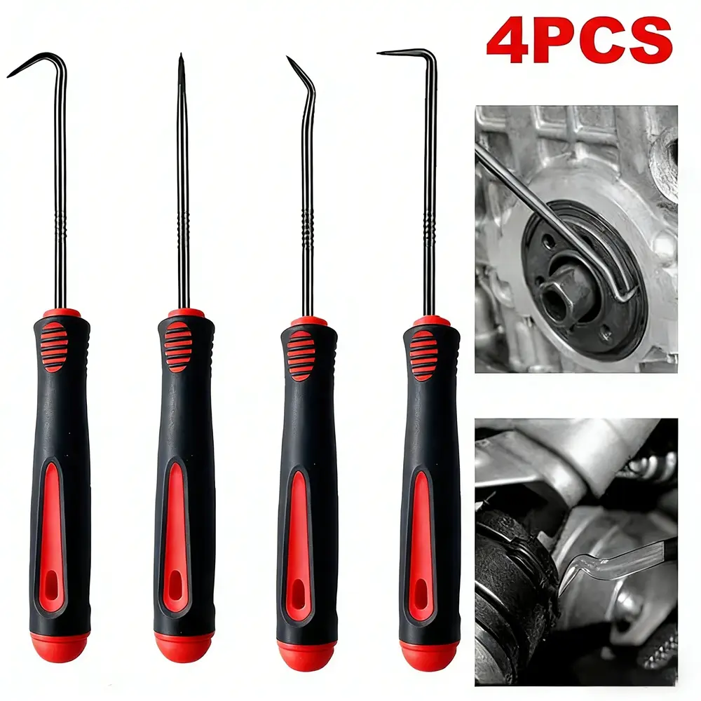 Precision Tool Set, 4-Piece Oil Seal Hook Tools, Car Electronic Repair Kit, Durable Plastic Material, Non-Slip Design, Portable Manual Removal Toolkit, Automotive Tool, Hand Tool Kit