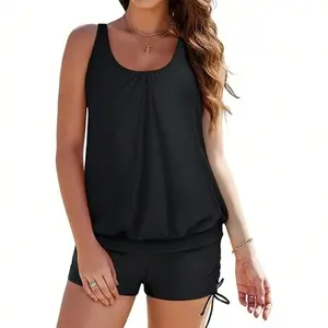 Tankini Swimsuits Womens 2 Piece Swimsuit with Tank Top Tummy Control Boyshorts Sports Bra Bathing Swim Suit