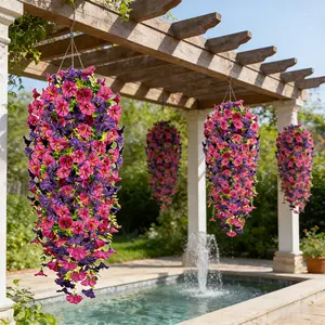 3-Piece Artificial Spring/summer Morning Glory Vines, Fake Hanging Plants, Vibrant & Flowers, Realistic Petals, Maintenance-Free Greenery