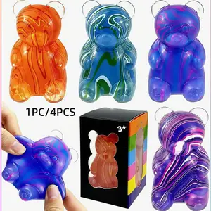 1/4 Pack Jelly Bear Sensory Stress Relief Toy, Gelatin Filled Squeeze Toy, Decompression Squeeze, Relaxation Gift, Birthday Present, Bag Fillers