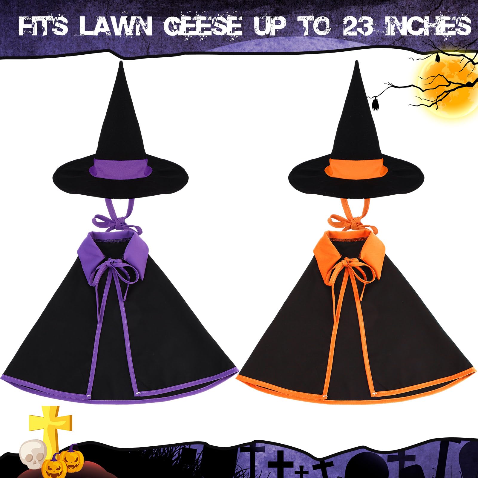 2 Sets Halloween Porch Goose Outfit fit 23 inch Goose, Lawn Porch Goose Clothes Clothing Fall Halloween Outfit for Outdoor Patio Yard Lawn Art Decoration