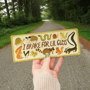 I Brake for Lil Guys Car Decal, Bumper Sticker for Friends to Critters, Laptop Water Bottle Decal Sticker