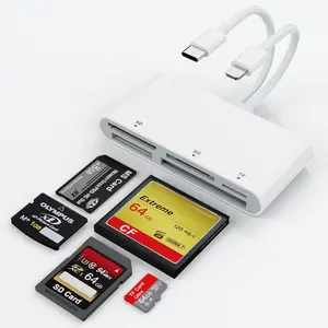 XD Card Reader, SD Card Reader for , Memory Stick Pro Duo Adapter for , 5 in 2 SD/CF/XD/TF/MS Card Reader OTG Adapter Hub for /iPad/MacBook//Windows/Android/Chrome OS