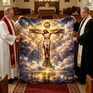 Jesus Pattern Soft Warm Blanket, Christian Faith Throw for Spiritual Comfort & Prayer, Inspirational Religious Blanket for Bed Sofa, Perfect Heartfelt Gift for Family & Church Members, Cozy All-Season Blanket with Sacred Jesus Design