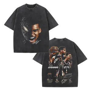 Retro Washed Graphic T-Shirt Victor Wembanyama 'Ve.nom' Graphic For Spurs Nation, Spurs Basketball Fans Apparel, Wemby Fans Basketball Streetwear Tee, Gift For Basketball Fan Graphic Tee