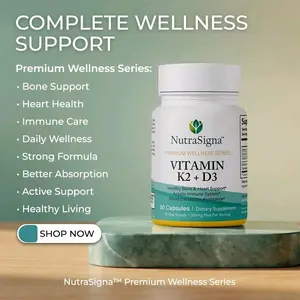 NutraSigna K2 D3 Max Capsules - 60 Count, 5000 IU Vitamin D3 + Vitamin K2, Supports Bone Health & Immune Function