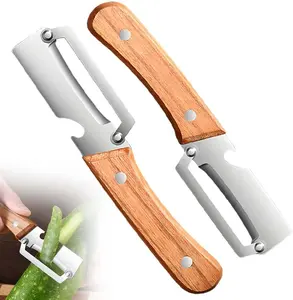 Multi-Functional Vegetable Peeler for Kitchen, New Stainless Steel Peeler with Wooden Handle and Bottle Opener, Kitchen Tool for Fruit Veggie Pumpkin, Gifts for Mom (2PCS) Lightweight Portable